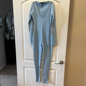 LlNaked Wardrobe light Blue Long-Sleeve One-Piece Jumpsuit